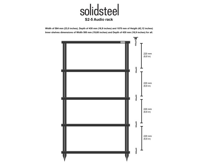 Solidsteel S2-5 mobile hifi 5 ripiani